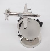 1 x Eichholtz DC9 Table Lamp - Stunning Table Lamp With Round Frosted Shade and Chrome Aircraft -