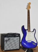 1 x Fender Squire Stratocaster Electic Guitar - With Fender Practice Amp, Strap and Cables - CL007 -