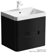1 x Mode Planet Black Wall Hung Vanity Drawer Unit (600mm) - Dimensions: D45 x W60 x H50cm - Ref: