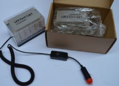 2 x LED Flash Light Car Roadside Beacon - In Amber - DC 12V 15W - With Car Charger - Dimensions 12.4
