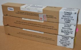 3 x Sharp Toner Cartridges For MX-2600 and MX-3100 Printers - Includes Cyan, Magenta and Yellow
