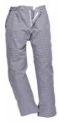 20 x Portwest Barnet Chefs Trousers - Blue/White Check - Size: XL - CL185 - Ref: PW/C075 - New Stock