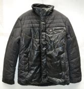 1 x Mens Padded Jacket With Faux Leather Panelling To Breast and Back - Clolour: Black - New With
