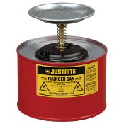 1 x Justrite 2 Quart (2L) Steel Plunger Can Red, Justrite 10208 - New - CL185 - Location: Altrincham