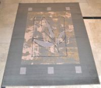 1 x 100% Wool Machine Made Mezzo Green Rug- Dimensions: 226x160cm - Unused - NO VAT ON THE HAMMER -