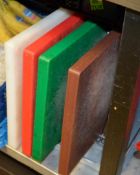 4 x Professional Kitchen Chopping Boards - Various Colours For Food Preparation - Includes Stand -