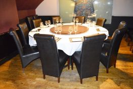 1 x Large Ten Seater Restaurant Dining Table With Lazy Susan and Ten Chairs - Commercial
