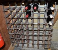 1 x Wood & Metal Industrial Wine Rack - Size 70 x 86 cms - 63 Bottle Capacity - CL180 - Ref
