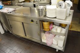 1 x Stainless Steel Prep Counter With Sliding Door Hot Cupboard - H90 x W170 x D70 cms - CL180 - Ref