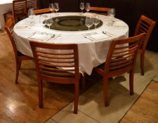 1 x Large Six Seater Restaurant Dining Table With Lazy Susan and Six Chairs - Commercial