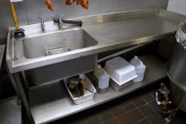 1 x Stainless Steel Wash Stand With Sink Basin, Taps and Undershelf - CL180 - Ref IC224 - Dimensions
