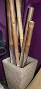 2 x Woven Baskets With Decorative Bamboo Sticks - CL180 - Basket Dimensions H90 x W47 x D47 cms -