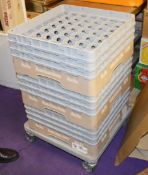 3 x Champagne Glass Pot Washing Trays With Trolley - 49 Glass Capacity Per Tray - 63 Bottle Capacity