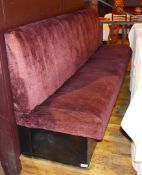 1 x High Back Seating Booth Consisting of Two Seating Benches - Upholstered in Purple Fabric - CL180