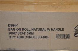 1 x Box of Bag on Roll Hatural With Handle - 200x130x415mm  - Quantity 4000 x Bags on 10 x Rolls -