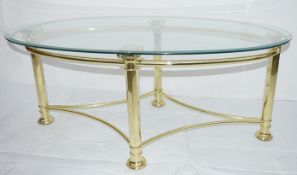 1 x Chelsom “Roman” Polished Brass Oblong Coffee Table (FR 1353) - Dimensions: L115cm x W60cm x