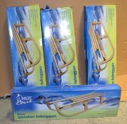 4 x 110cm Wooden Sledge/Toboggan With Zinc Plated Runners - Boxed - CL262 - Location: Altrincham WA1