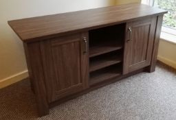 1 x 2-Door TV/Entertainment Low Sideboard Unit in Dark Walnut Finish - CL444 - Location: Altrincham