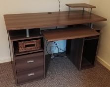 1 x Wooden Computer Desk in Dark Walnut Finish - CL444 - Location: Altrincham WA14 - NO VAT ON THE H