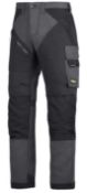 1 x Pair Of SNICKERS 6303 RuffWork Work Trousers - Colour: Grey/Black - Size: 35