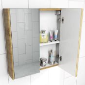 1 x Sherwood Oak curved mirror cabinet 600mm - Ref: DY122/CGM60OA - CL190 - Unused Stock - Location: