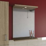 1 x Sienna Oak 410mm Illuminated Bathroom Mirror - Ref: DY131/MIR4101 - CL190 - Unused Stock - Locat