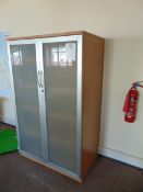 Wooden Cupboard with Metal on Doors