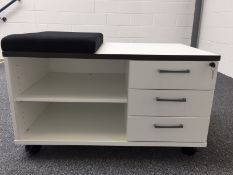 Desk Side Cabinet With Seat and Lockable Drawers