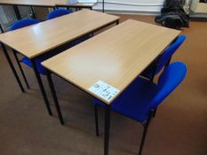 x 2 Office Desks With x 4 Blue Chairs