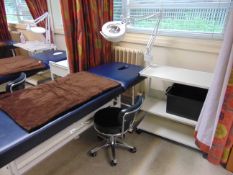 Massage / Therapy Bed With Product Trolley Magnifying Lamp and Stool