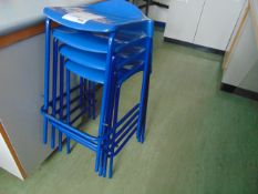 x 4 Blue Plastic & Metal Tall Lab Chairs