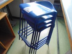 x 4 Blue Plastic & Metal Tall Lab Chairs