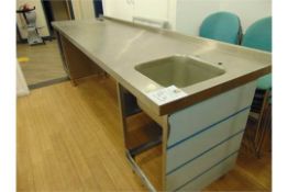 Large Stainless Steel Curved Counter With Sink