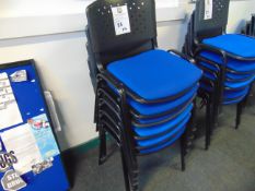 x 6 Metal and Blue Chairs