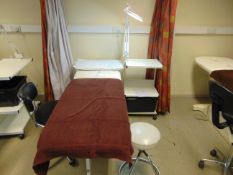 Massage / Therapy Bed With Product Trolley Magnifying Lamp and Stool