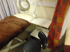 Massage / Therapy Bed With Product Trolley Magnifying Lamp and Stool