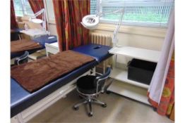 Massage / Therapy Bed With Product Trolley Magnifying Lamp and Stool