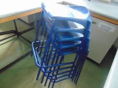 x 5 Blue Plastic & Metal Tall Lab Chairs
