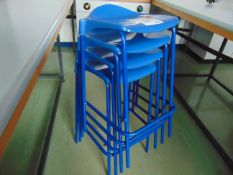 x 4 Blue Plastic & Metal Tall Lab Chairs