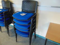 x 6 Metal and Blue Chairs