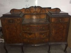 Antique Walnut Drop Centre Side Board With Lined Cutlery Draws.