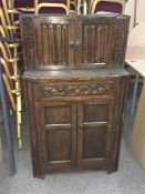 Carved Dark Oak Vintage Cupboard/ Sideboard.