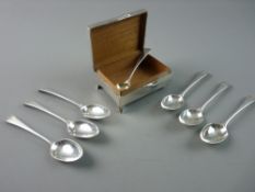 A SMALL OBLONG PLAIN SILVER WOODEN LINED LIDDED BOX on corner supports (damage to one), Chester