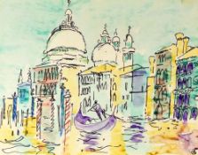 ARTHUR GIARDELLI watercolour - Venetian canal with gondola, monogrammed, 20 x 25cms