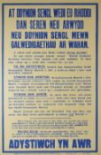 THE PARLIAMENTARY & JOINT LABOUR RECRUITING COMMITTEES letterpress on paper - 1916 Welsh language