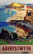 LEONARD RICHMOND British Railways platform poster - 'Aberystwyth - Travel by Train' with a vista