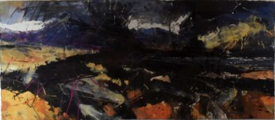 DAVID TRESS mixed media and construction - wild Scottish Highlands landscape, entitled verso 'Aligin