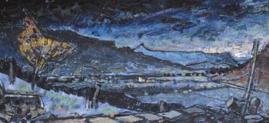 CHARLES WHITE (1928-1997) oil on board - valleys landscape, signed and dated 1963 and with