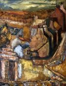 KAREL LEK oil on board - houses near Llangoed, Anglesey, entitled verso 'Penmarian', signed, 44 x