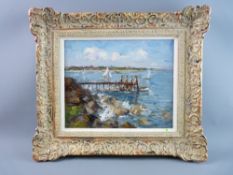 AGNES COWIESON oil on canvas - yachting scene and an old slipway, signed, 27 x 34 cms